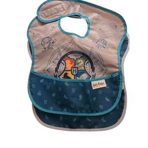 Harry Potter Hogwarts Crest Baby Bibs Set of 2 Bumkins Waterproof Blue Grey